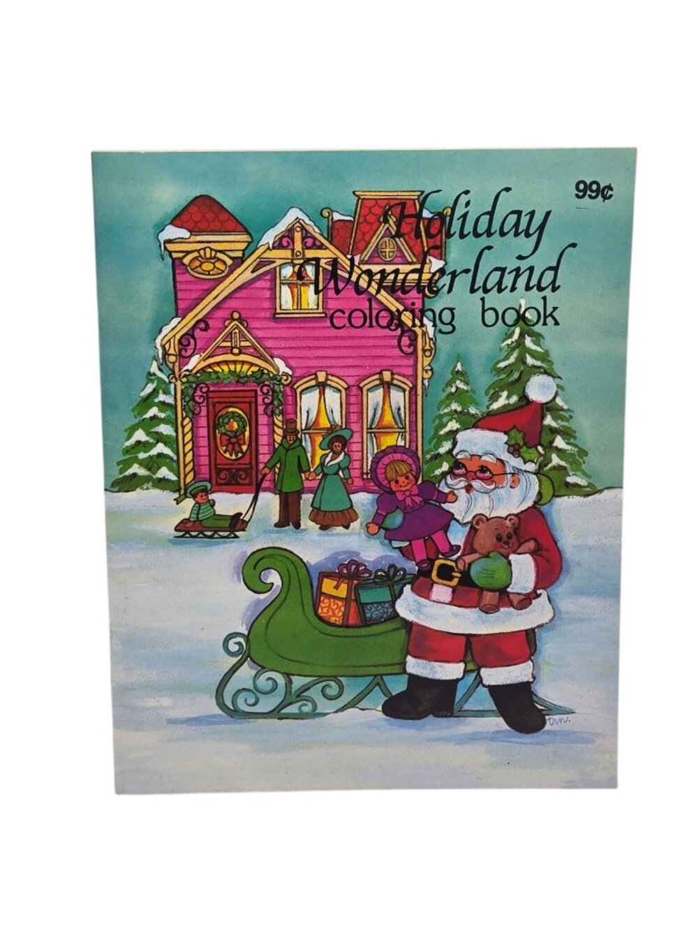 Holiday Wonderland Coloring Book Vintage 1991 Santa Sleigh Christmas Decor
